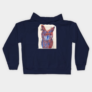 Fire Owl and the torn book pages Kids Hoodie